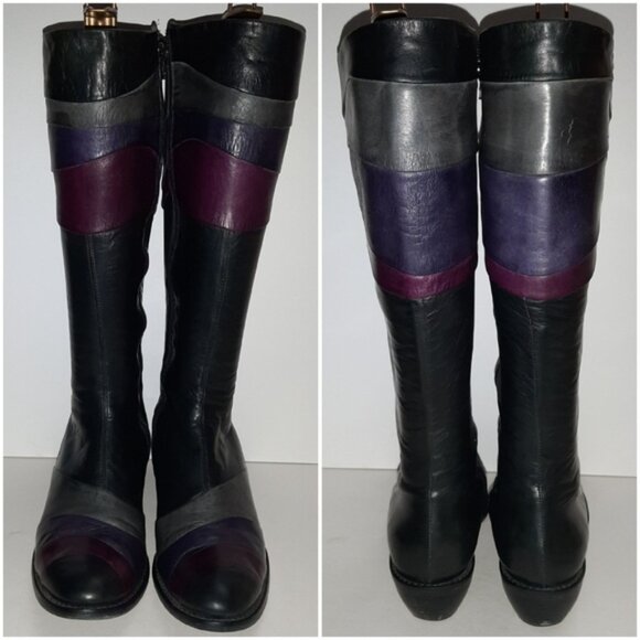ARNOLD CHURGIN Handmade Colorblock Knee High Tall Boot Genuine Leather Sz US 6.5 - Picture 8 of 15